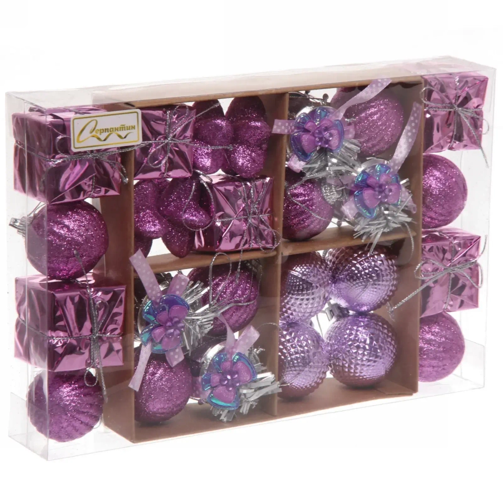 Набор украшений «Зимнее волшебство» 24*16*4 см (24 предмета), Розовый