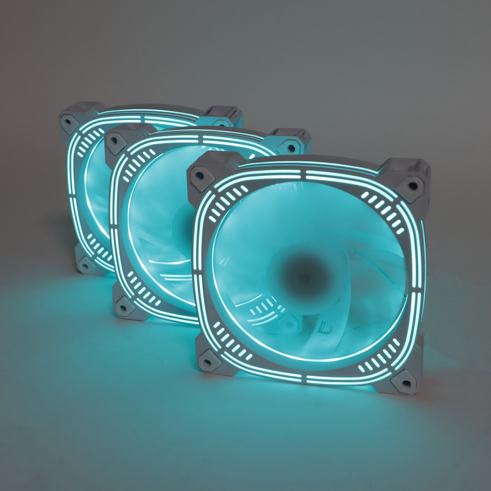 Набор из 3 вентиляторов TESLA RGB120 CW3, 120мм, 1200rpm, 3-pin+Molex, белый/Ice Blue, 38CFM, 21дБ (TSL-120-CW3)