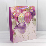 Пакет подарочный 32х45х15см "Воздушные шары" с 3D аппликацией (Микс)