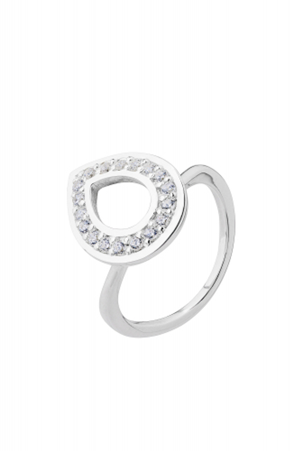 Кольцо из серебра со вставками бесцветных фианитов