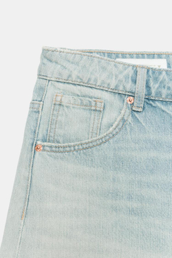 ZARA ДЖИНСОВЫЕ ШОРТЫ TRF BAGGY СО СРЕДНЕЙ ПОСАДКОЙ, ГОЛУБОЙ