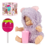 Куколка OLY спящая , в меховом костюмчике в леденце. Девочка 8см, арт.3357-1 (Bondibon)