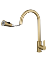 Смеситель для кухни с выдвижным изливом WONZON & WOGHAND, Брашированное золото (WW-121E201L-BG)