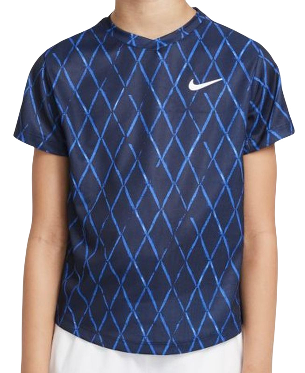 Детская теннисная футболка Nike Court Dri-Fit Victory SS Top Printed - Black