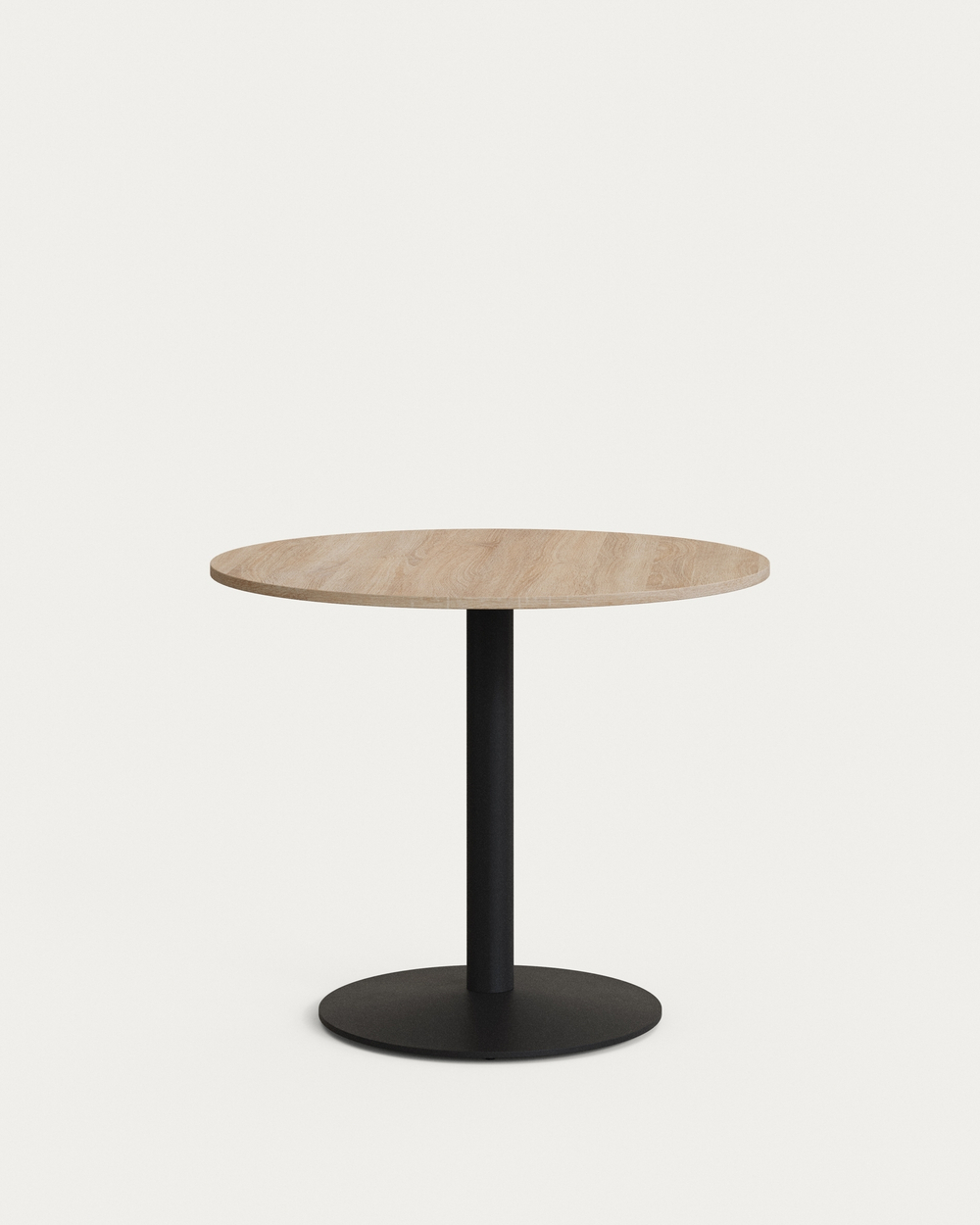 Esilda Круглый стол с меламиновой натуральной отделкой и черной металлической  ножкой