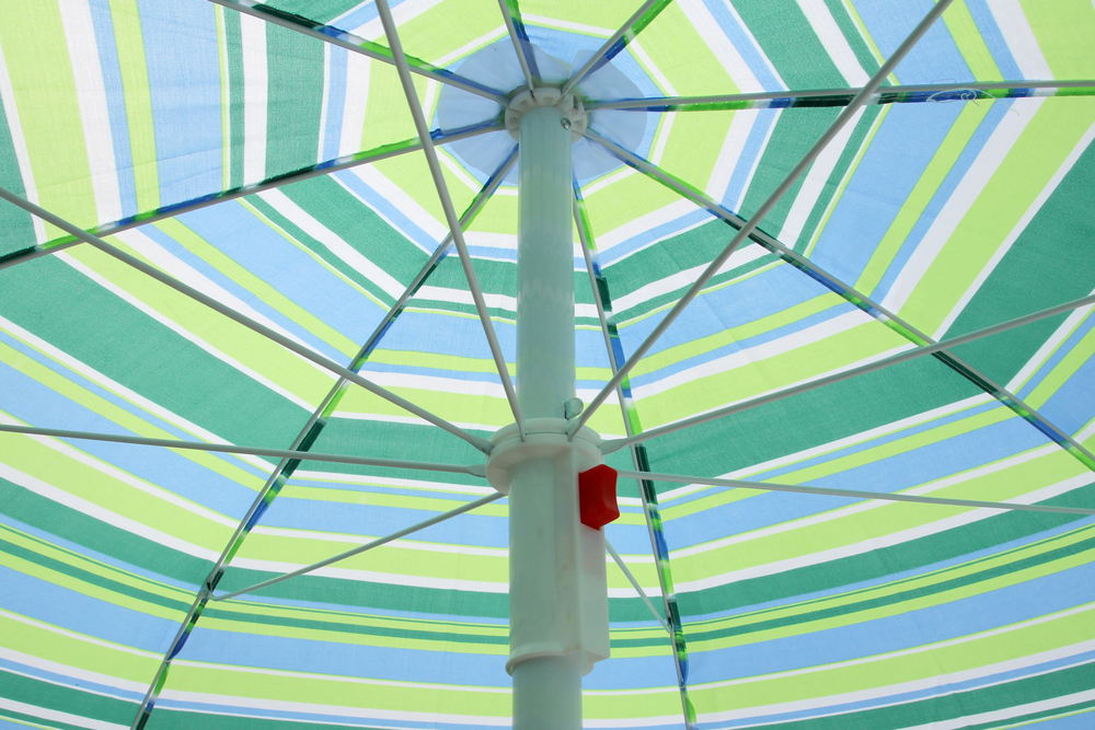 Зонт  2,0м бирюзовая полоска (уп.12шт.) 2 части арт.WRU051/1 "Garden story"