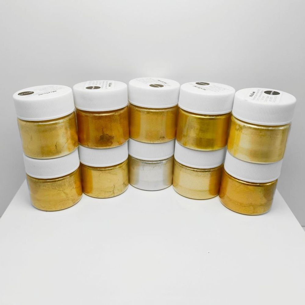 Набор Золото MixSomi 10 - перламутровые пигменты красители для мыловарения, для бомбочек для ванн, для изготовления свечей