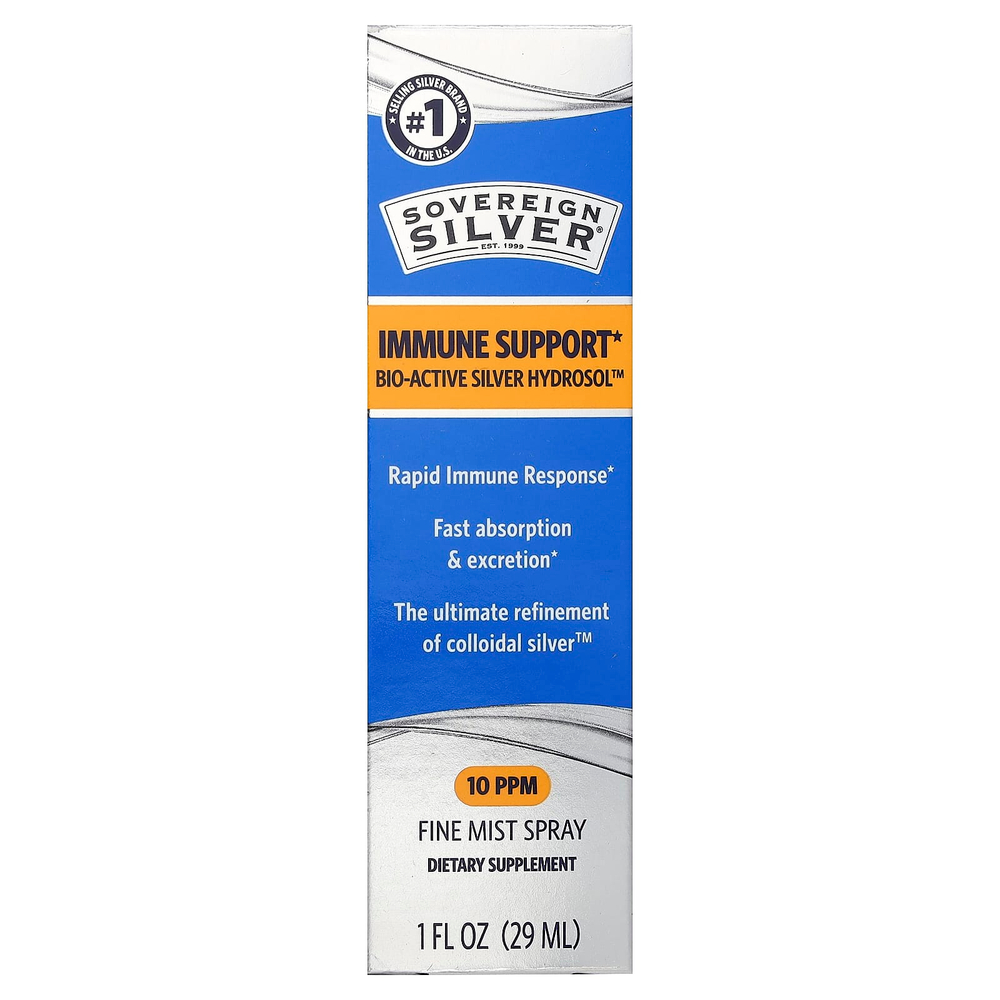 Sovereign Silver, Bio-Active Silver Hydrosol™, мелкодисперсный спрей, 10 част./млн, 29 мл (1 жидк. унция)