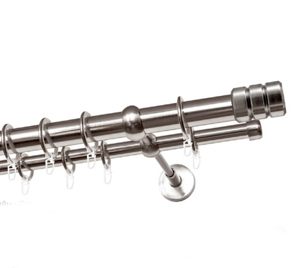 Карниз кованый для штор Ост Цилиндр-2 d25/16 мм двухрядный, цвет нержавеющая сталь