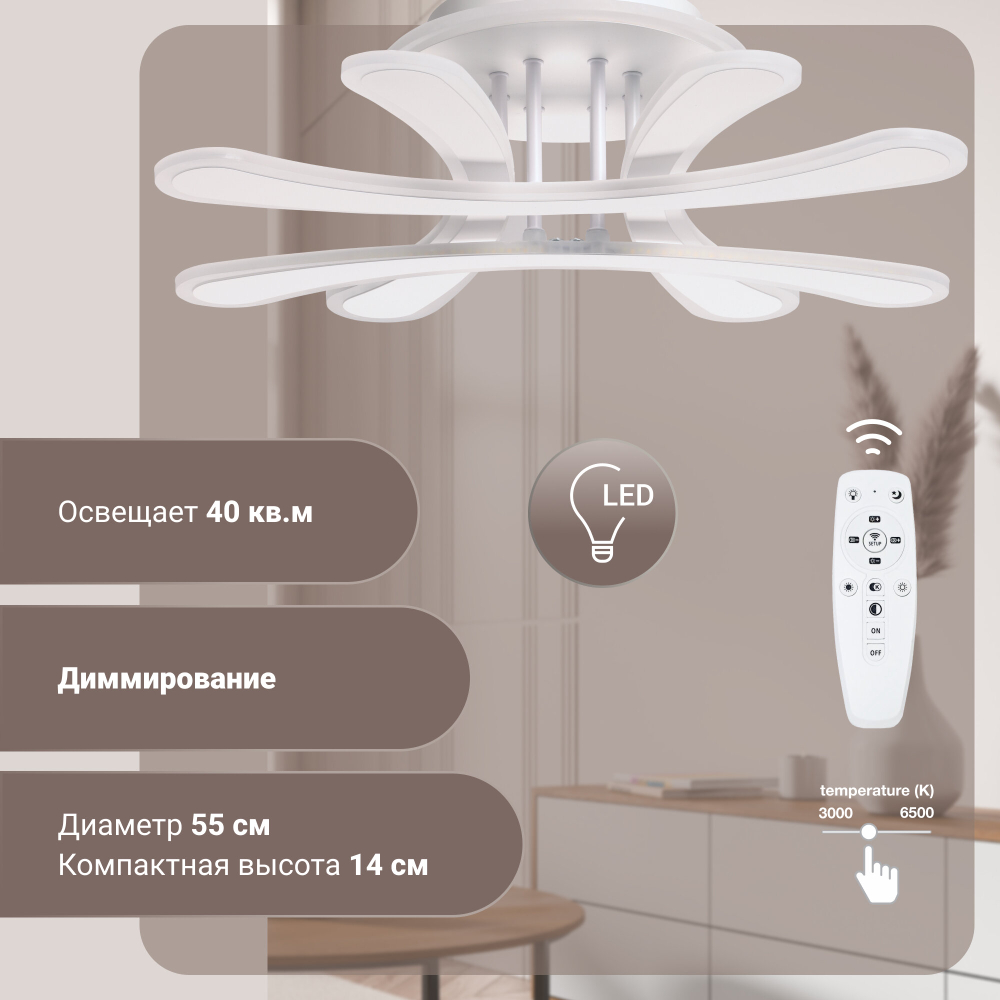 Потолочный светильник с пультом De City Оскар, LED, 142Вт, 39м²