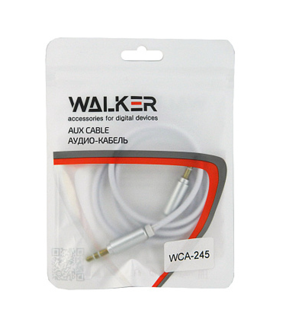 Кабель AUX WALKER WCA-245, 3.5мм, в пакете, белый