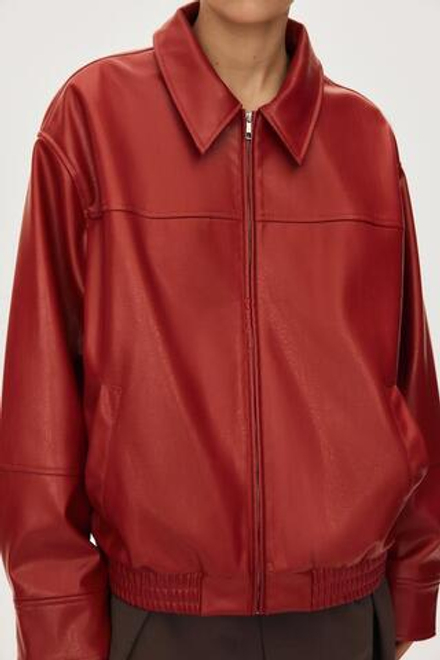 ZARA БОМБЕР ИЗ ИСКУССТВЕННОЙ КОЖИ, КРАСНО-ОРАНЖЕВЫЙ