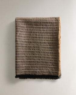 Zara Home плед из хлопка, серый, в полоску, 140x190 см