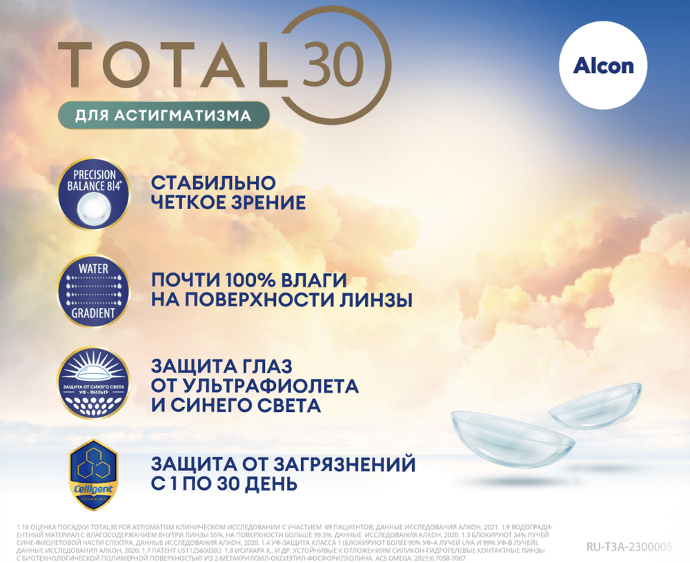 Контактные линзы Total30 For Astigmatism купить в интернет магазине Линзынадом24.рф