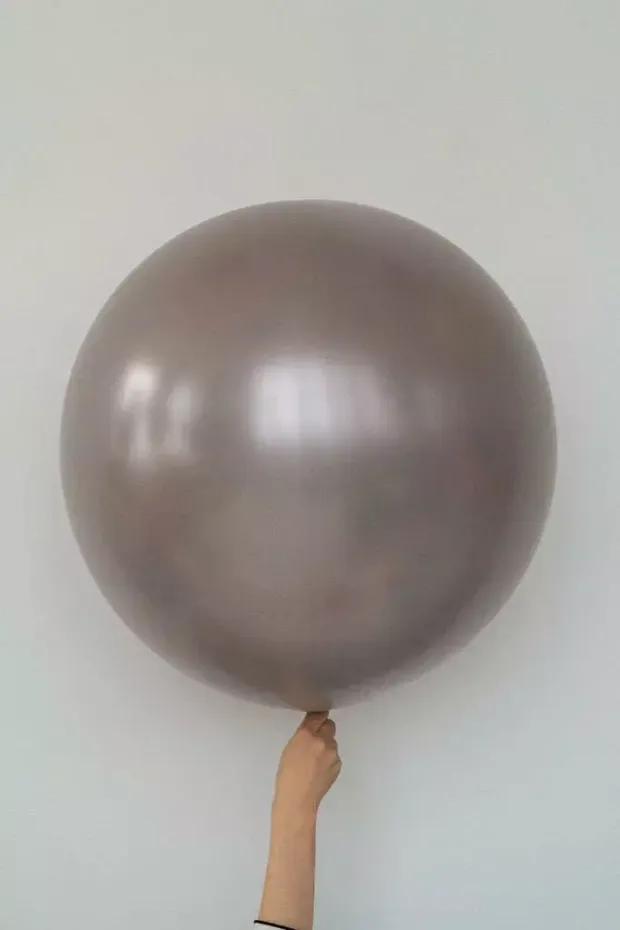 S шар гигант 24"/60 см металл серо-бежевый (БГ-90)