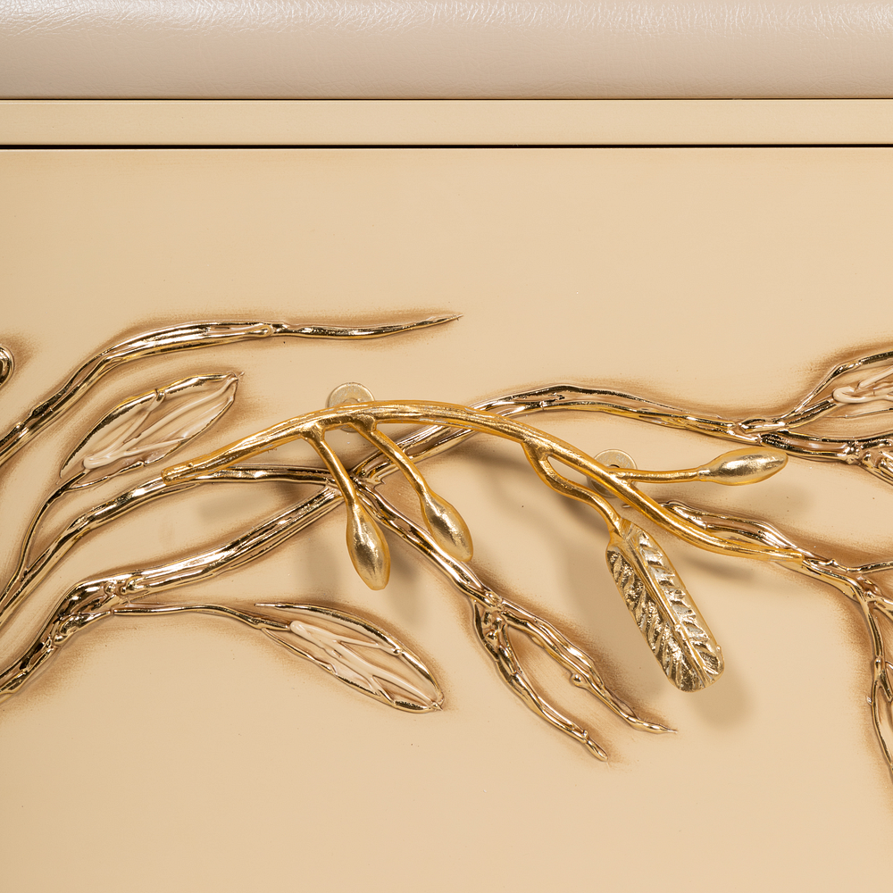 Банкетка Oliva Branch (Олива Бранч) Айвори Мраморное золото