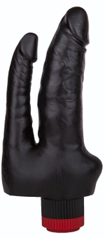 Двойной вибромассажёр чёрного цвета - 17 см. (Цвет: черный)