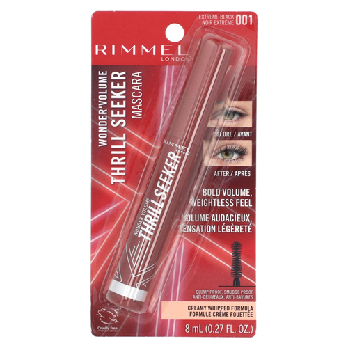 Rimmel London, Wonder'Volume Thrill Seeker, тушь для ресниц, оттенок 001 насыщенный черный, 8 мл (0,27 жидк. унции)