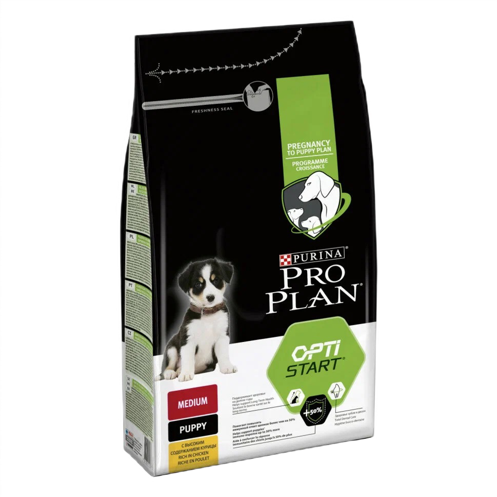 Pro plan корм сухой для щенков курица, рис средние породы