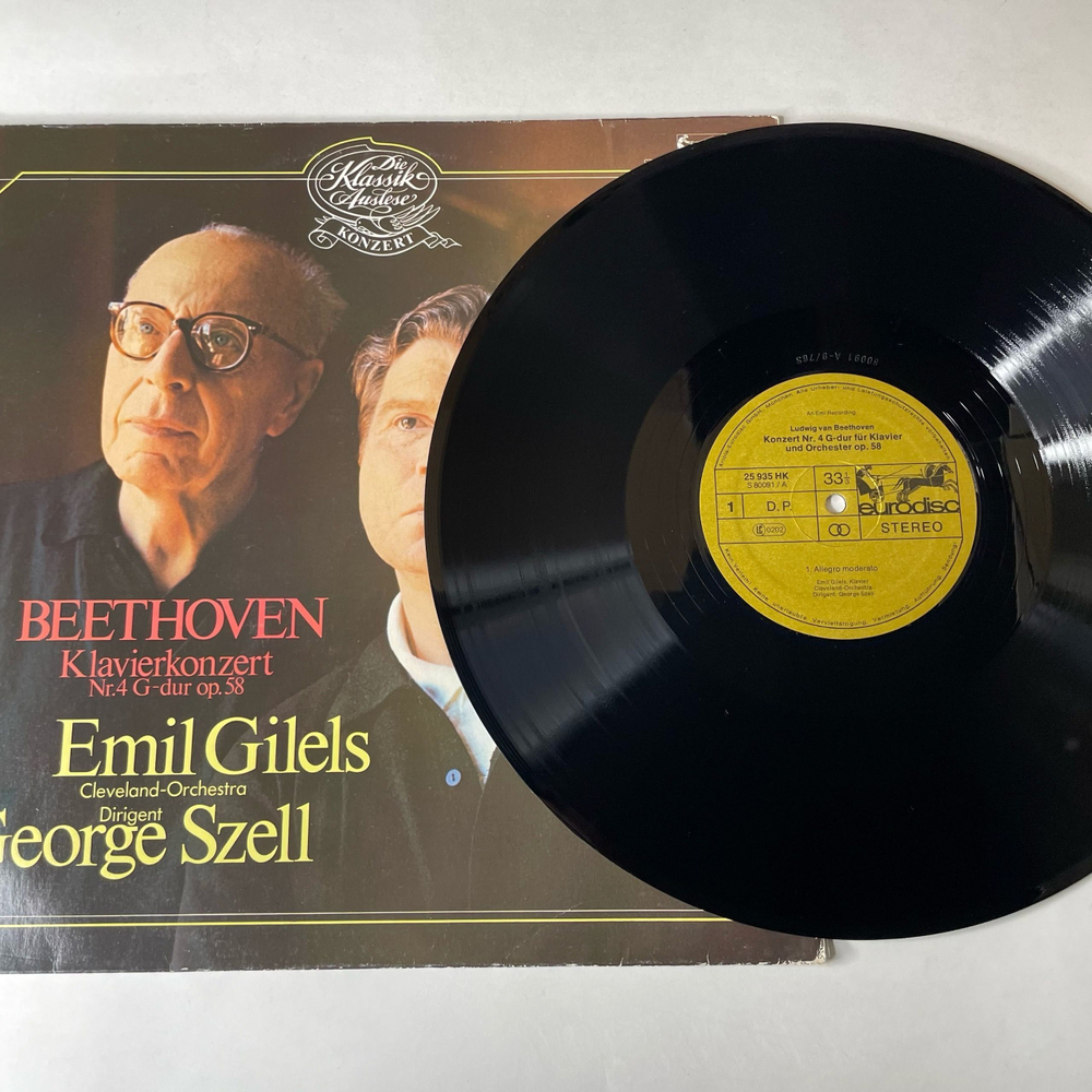 Винтажная виниловая пластинка LP Emil Gilels Эмиль Гилельс, Klavier, Cleveland Orchestra, Dirigent George Szell, Beethoven Бетховен, Klavierkonzert Nr. 4 G-dur Op. 58 (Германия 1979)