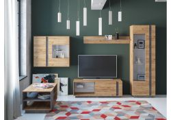 Полка Арчи 10.110 дуб золотой craft / камень темный