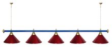 Лампа STARTBILLIARDS 5 пл. (плафоны зеленые,штанга хром,фурнитура золото)