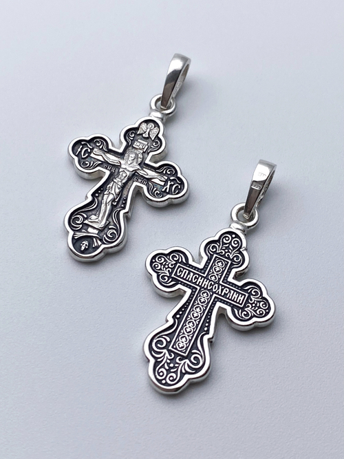 Крест из серебра/Чернение/С подвижным ухом