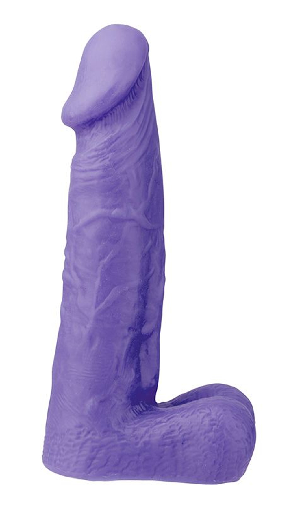 Фиолетовый фаллоимитатор XSKIN 6 PVC DONG с мошонкой - 15 см. (Цвет: фиолетовый)
