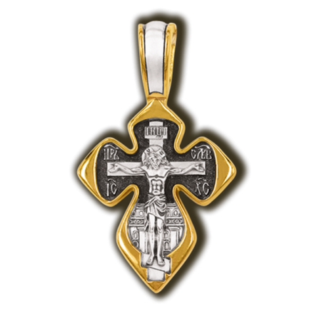 Крест бутоновидный из серебра с позолотой.