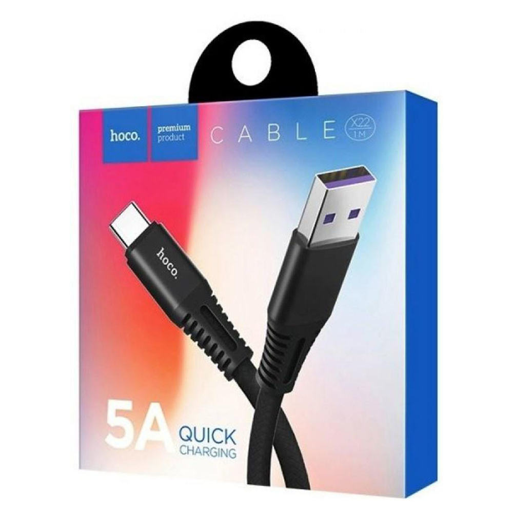 Кабель USB - Type-C Hoco X22 (оплетка ткань) Черный