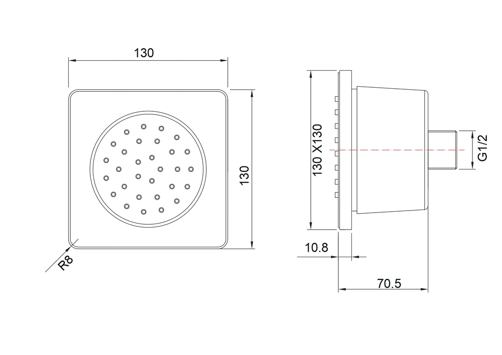 Боковая форсунка 130*130 AQUATEK, матовый черный AQ2099MB