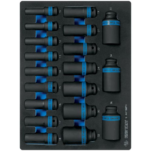 KING TONY (4419MPV) Набор ударных глубоких торцевых головок 1/2", шестигранные, 10-36 мм, в кейсе, 19 предметов