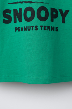 ZARA ФУТБОЛКА С ПРИНТОМ SNOOPY PEANUTS™, ЗЕЛЕНЫЙ
