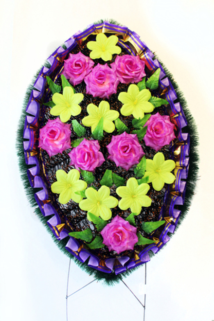 Венок Роза с широкой лентой