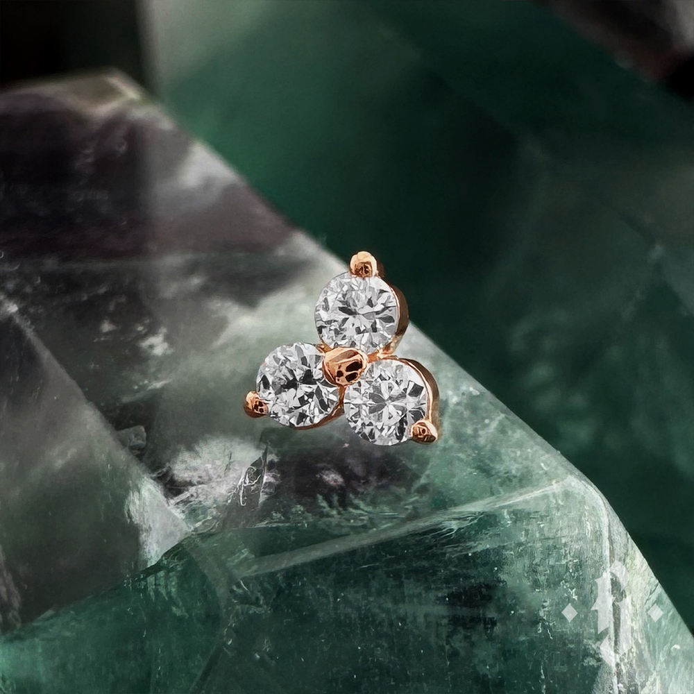 Накрутка "Trio" - Розовое золото - White CZ