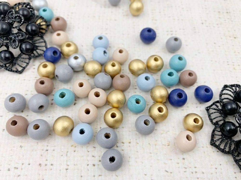 Бусины пришивные дерево, р. 7-8 мм