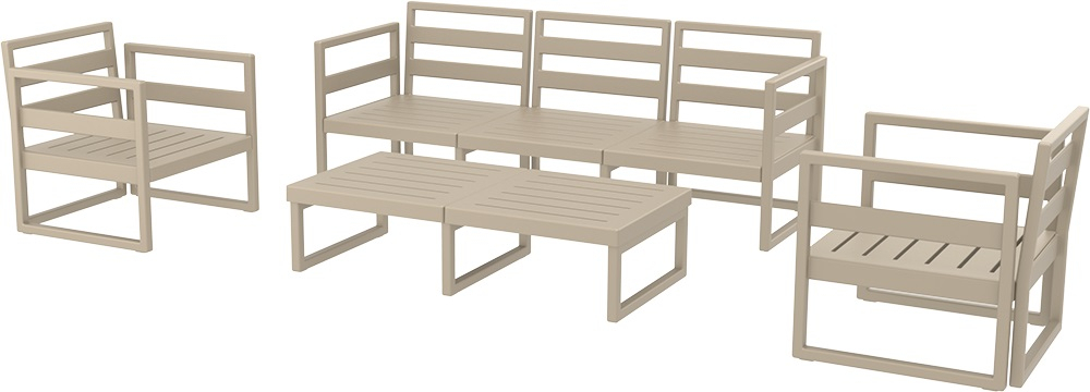 Комплект пластиковой мебели Siesta Contract Mykonos XL, бежевый, темно-серый