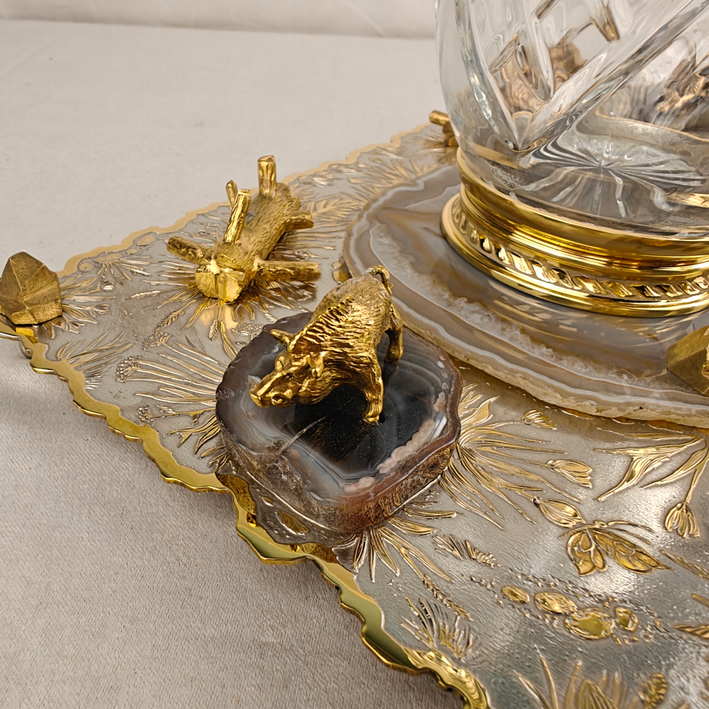 Набор водочный с графином на агате "Охотник"