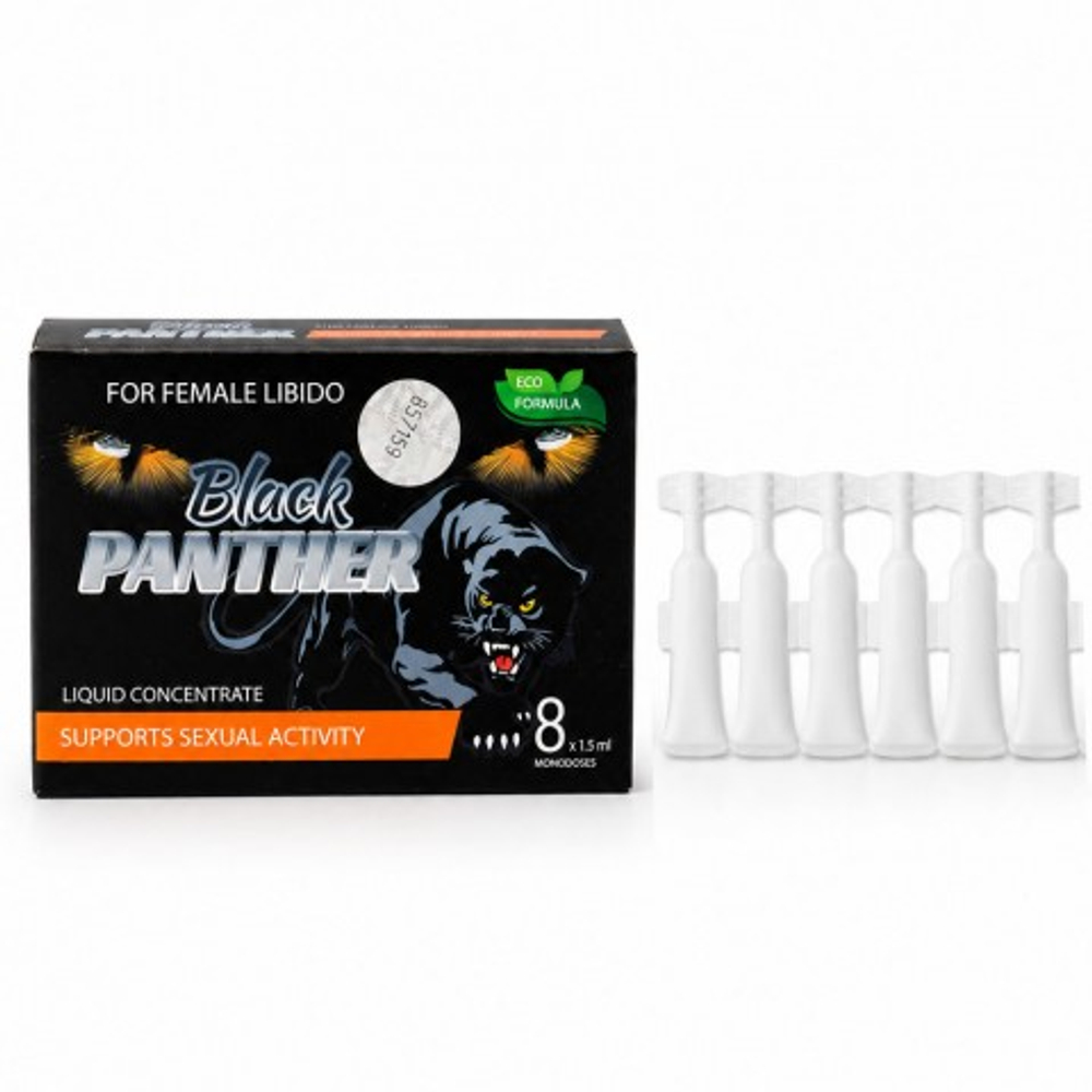 Концентрат пищевой Black PANTHER для женщин, на основе растительного сырья, 8 монодоз по 1,5 мл