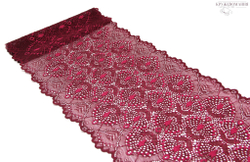 Эластичное кружево, ОПТ, 22 см, бордо, (Арт: EK-1060), м