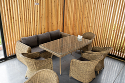 "Кальяри" диван из искусственного ротанга (гиацинт) трехместный, цвет соломенный