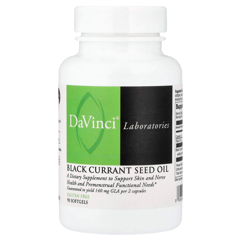 DaVinci Laboratories, Масло семян черной смородины, 90 капсул (500 мг в каждой капсуле)