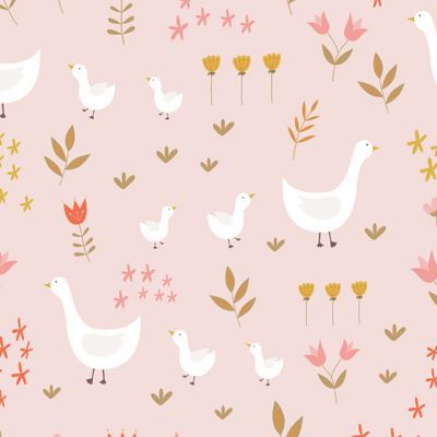 Гуси и цветы