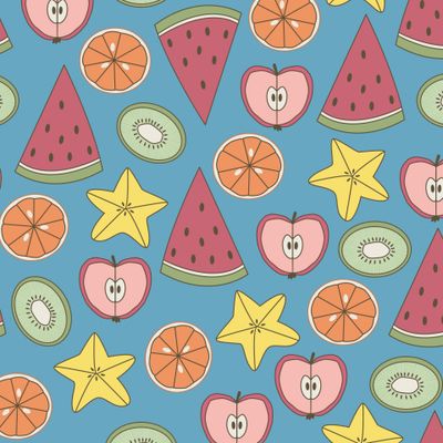 Фрукты на синем фоне