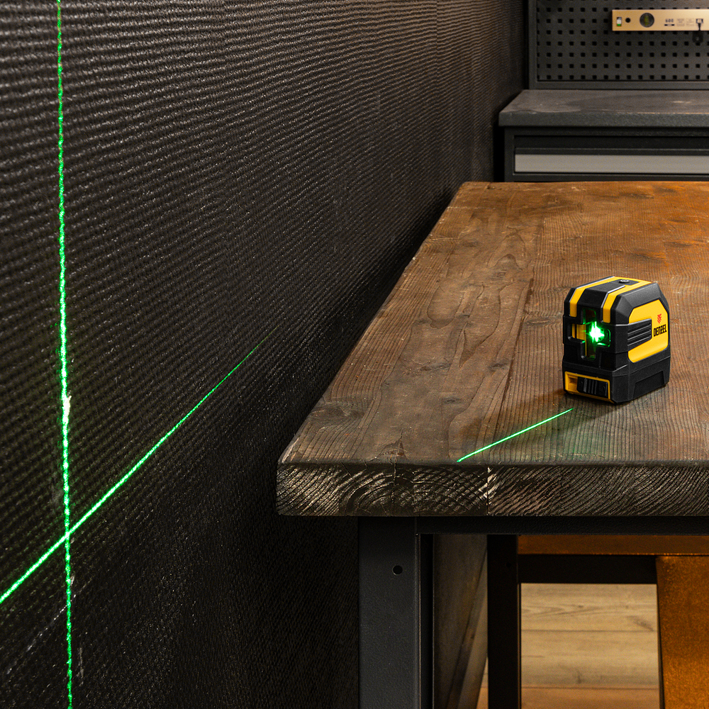 Лазерный уровень LX 03 Green, 30 м, 520 нм, резьба 1/4" Denzel