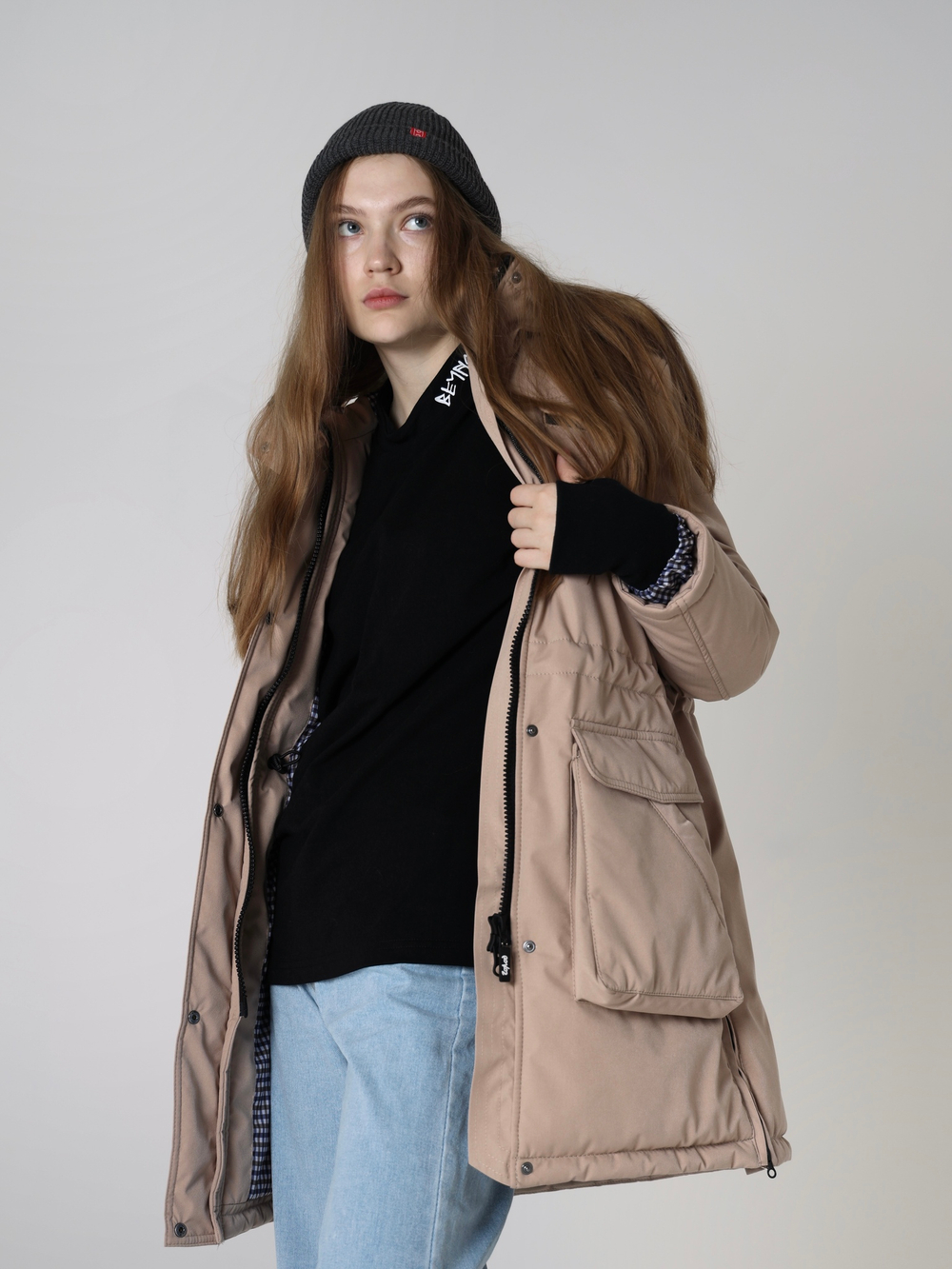 Парка женская зимняя куртка город горький бежевая