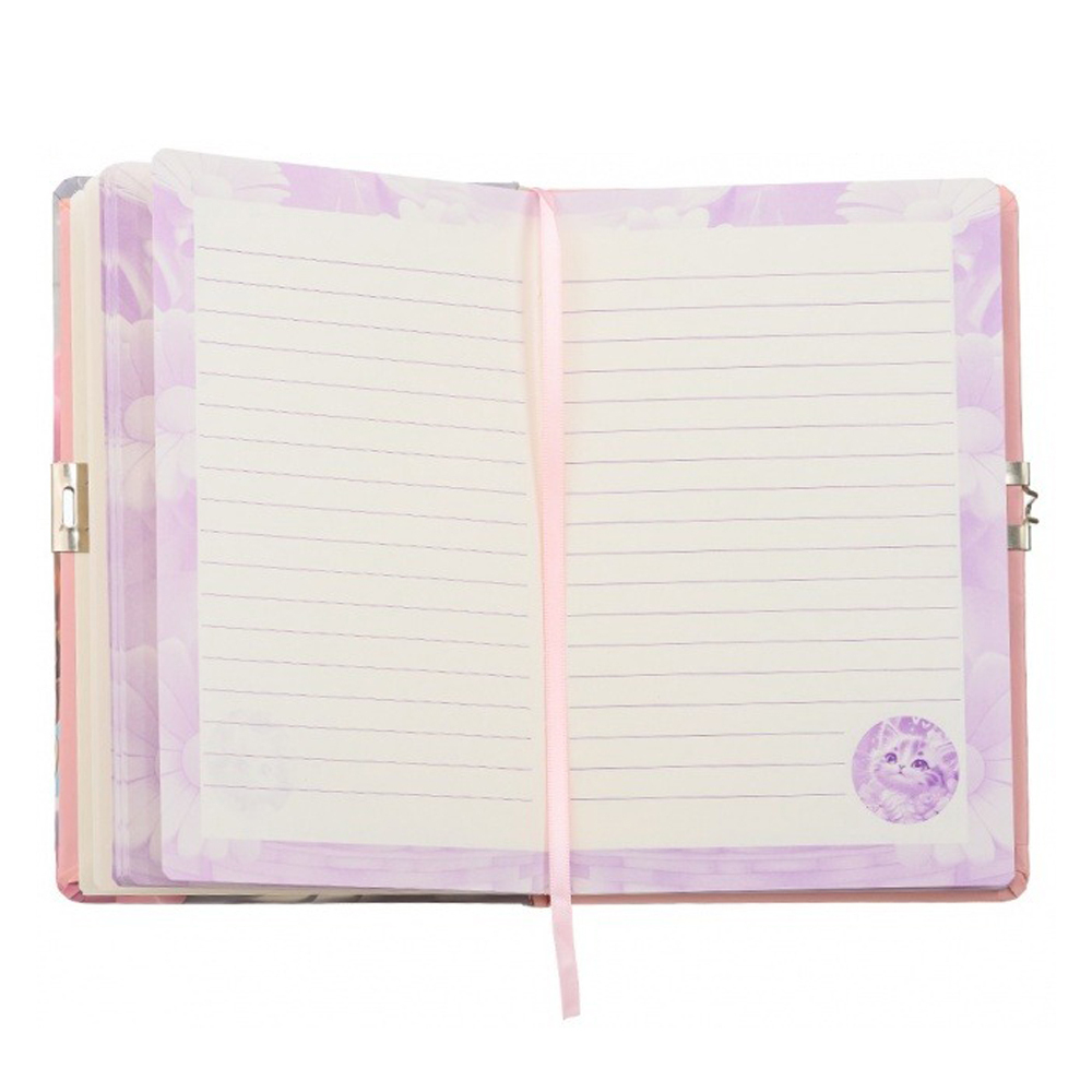 Блокнот детский Basir на замке, формат А5, серия "Котята", яркая обложка, 80 листов, размер 19*12.5 см