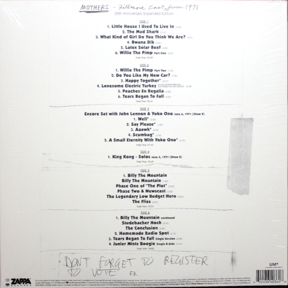 The Mothers / Fillmore East - June 1971 (50th Anniversary)(3LP)