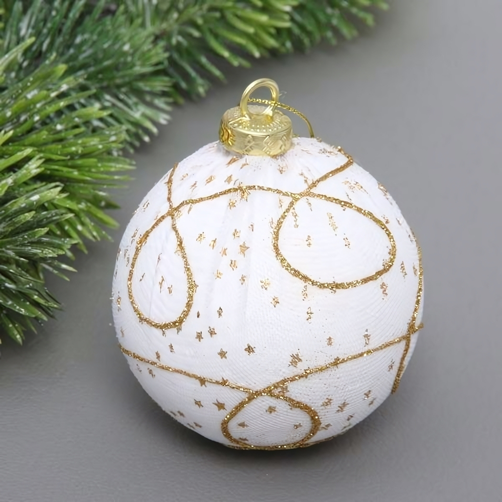 Новогодний шар "Зимнее кружево" 8 см, Золото