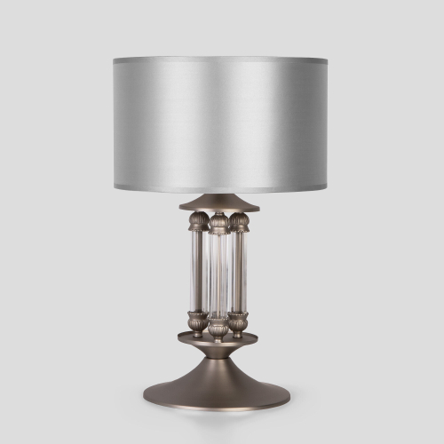 Классическая настольная лампа с абажуром 01045/1 сатин-никель